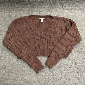 brown knit crop sweater